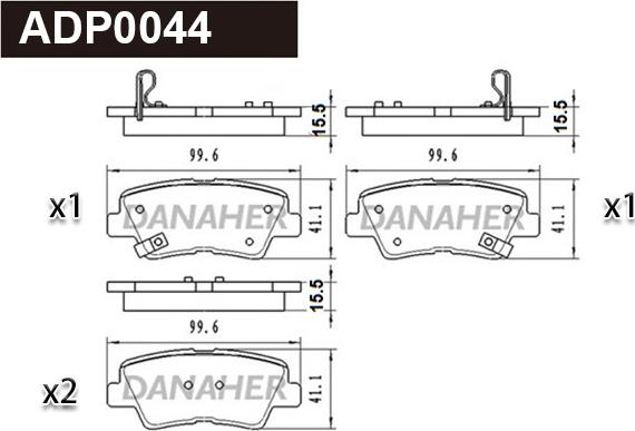 Danaher ADP0044 - Гальмівні колодки, дискові гальма autozip.com.ua