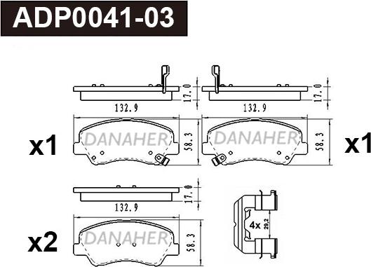 Danaher ADP0041-03 - Гальмівні колодки, дискові гальма autozip.com.ua