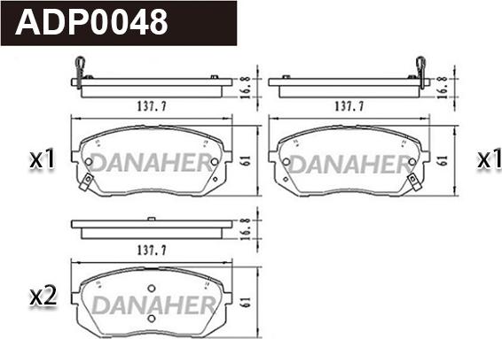 Danaher ADP0048 - Гальмівні колодки, дискові гальма autozip.com.ua