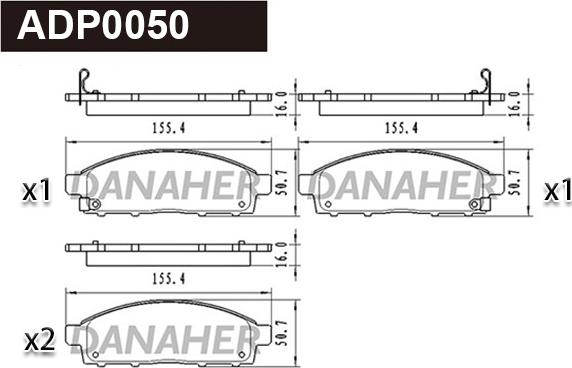 Danaher ADP0050 - Гальмівні колодки, дискові гальма autozip.com.ua