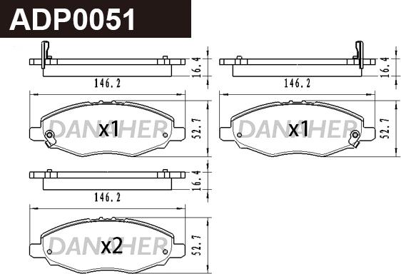 Danaher ADP0051 - Гальмівні колодки, дискові гальма autozip.com.ua