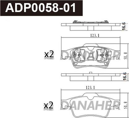 Danaher ADP0058-01 - Гальмівні колодки, дискові гальма autozip.com.ua
