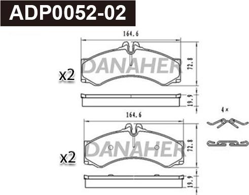 Danaher ADP0052-02 - Гальмівні колодки, дискові гальма autozip.com.ua