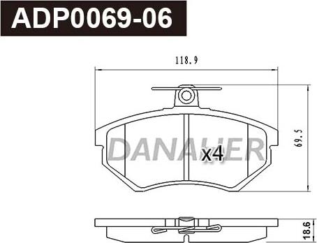 Danaher ADP0069-06 - Гальмівні колодки, дискові гальма autozip.com.ua