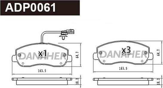 Danaher ADP0061 - Гальмівні колодки, дискові гальма autozip.com.ua