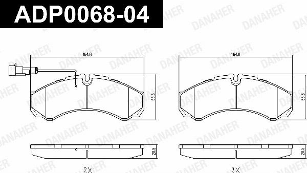 Danaher ADP0068-04 - Гальмівні колодки, дискові гальма autozip.com.ua