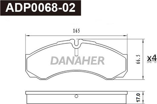 Danaher ADP0068-02 - Гальмівні колодки, дискові гальма autozip.com.ua