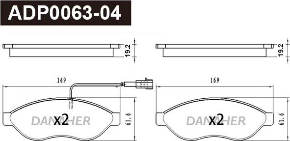 Danaher ADP0063-04 - Гальмівні колодки, дискові гальма autozip.com.ua