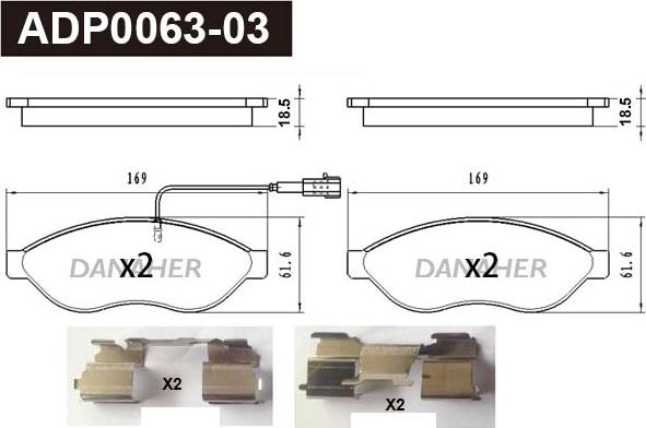 Danaher ADP0063-03 - Гальмівні колодки, дискові гальма autozip.com.ua