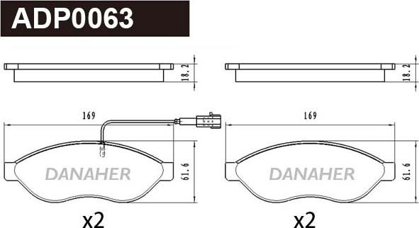 Danaher ADP0063 - Гальмівні колодки, дискові гальма autozip.com.ua