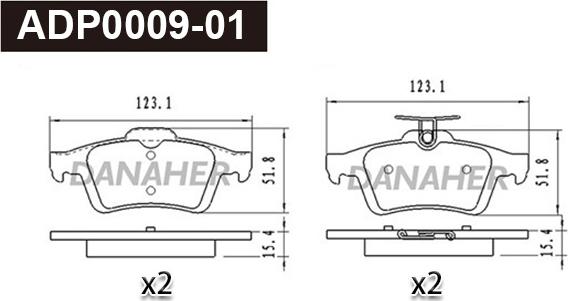 Danaher ADP0009-01 - Гальмівні колодки, дискові гальма autozip.com.ua