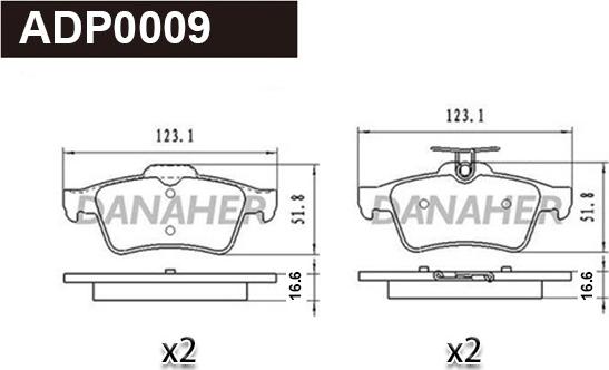 Danaher ADP0009 - Гальмівні колодки, дискові гальма autozip.com.ua