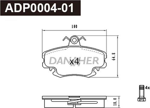 Danaher ADP0004-01 - Гальмівні колодки, дискові гальма autozip.com.ua