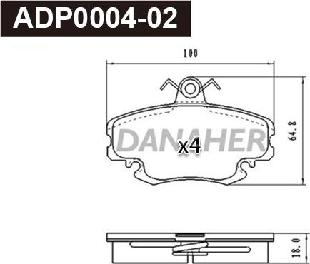 Danaher ADP0004-02 - Гальмівні колодки, дискові гальма autozip.com.ua