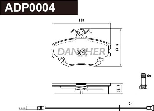 Danaher ADP0004 - Гальмівні колодки, дискові гальма autozip.com.ua