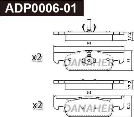 Danaher ADP0006-01 - Гальмівні колодки, дискові гальма autozip.com.ua