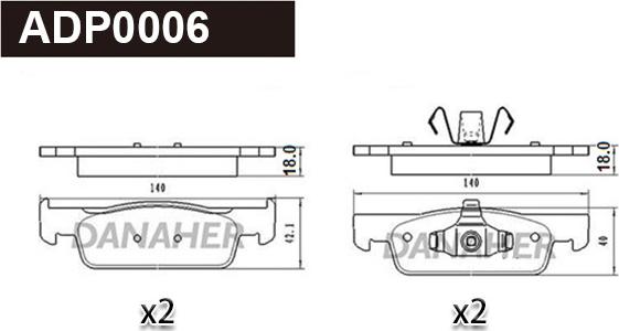 Danaher ADP0006 - Гальмівні колодки, дискові гальма autozip.com.ua