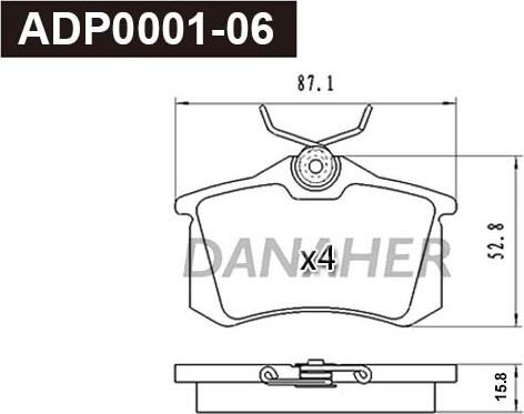 Danaher ADP0001-06 - Гальмівні колодки, дискові гальма autozip.com.ua