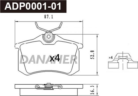 Danaher ADP0001-01 - Гальмівні колодки, дискові гальма autozip.com.ua