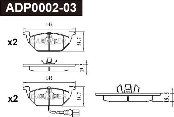 Danaher ADP0002-03 - Гальмівні колодки, дискові гальма autozip.com.ua