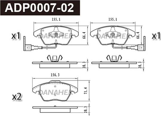 Danaher ADP0007-02 - Гальмівні колодки, дискові гальма autozip.com.ua