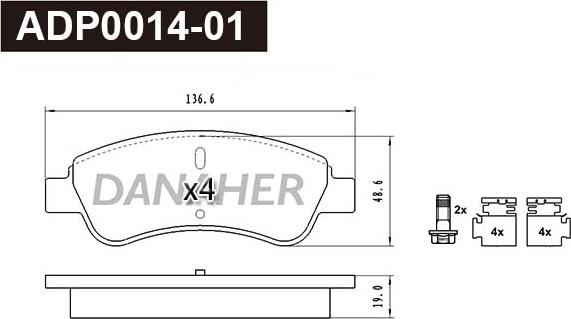Danaher ADP0014-01 - Гальмівні колодки, дискові гальма autozip.com.ua