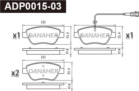 Danaher ADP0015-03 - Гальмівні колодки, дискові гальма autozip.com.ua