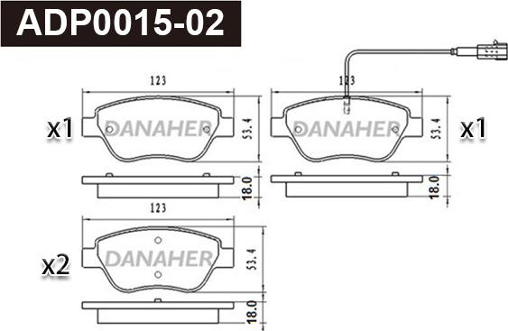 Danaher ADP0015-02 - Гальмівні колодки, дискові гальма autozip.com.ua