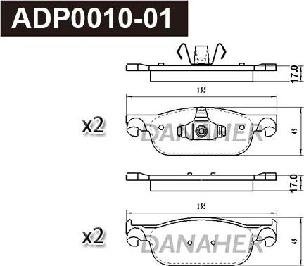 Danaher ADP0010-01 - Гальмівні колодки, дискові гальма autozip.com.ua