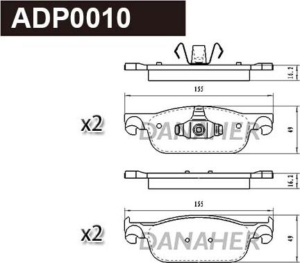 Danaher ADP0010 - Гальмівні колодки, дискові гальма autozip.com.ua