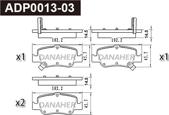 Danaher ADP0013-03 - Гальмівні колодки, дискові гальма autozip.com.ua