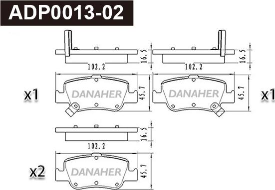 Danaher ADP0013-02 - Гальмівні колодки, дискові гальма autozip.com.ua