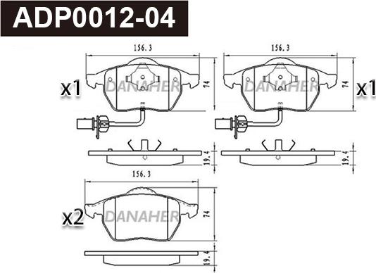 Danaher ADP0012-04 - Гальмівні колодки, дискові гальма autozip.com.ua