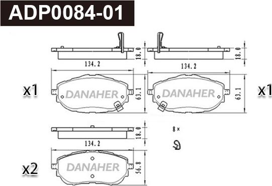 Danaher ADP0084-01 - Гальмівні колодки, дискові гальма autozip.com.ua