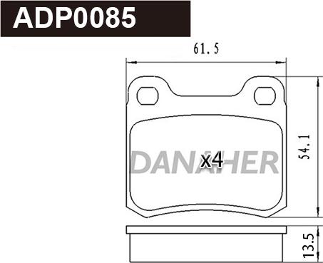 Danaher ADP0085 - Гальмівні колодки, дискові гальма autozip.com.ua