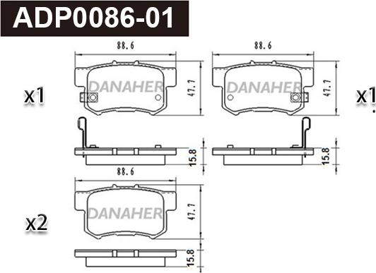 Danaher ADP0086-01 - Гальмівні колодки, дискові гальма autozip.com.ua