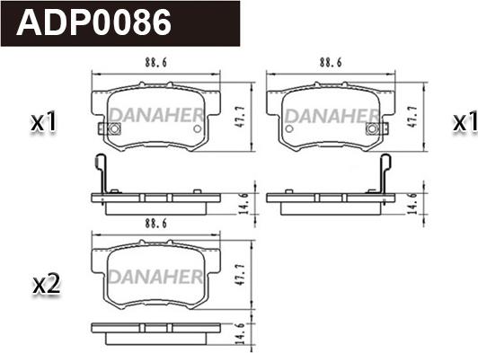 Danaher ADP0086 - Гальмівні колодки, дискові гальма autozip.com.ua