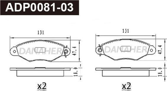 Danaher ADP0081-03 - Гальмівні колодки, дискові гальма autozip.com.ua