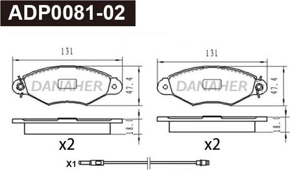 Danaher ADP0081-02 - Гальмівні колодки, дискові гальма autozip.com.ua