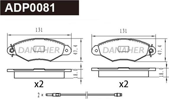 Danaher ADP0081 - Гальмівні колодки, дискові гальма autozip.com.ua