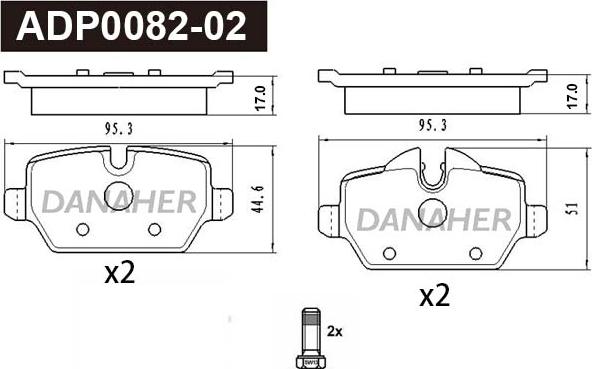 Danaher ADP0082-02 - Гальмівні колодки, дискові гальма autozip.com.ua