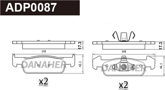 Danaher ADP0087 - Гальмівні колодки, дискові гальма autozip.com.ua