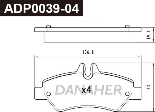 Danaher ADP0039-04 - Гальмівні колодки, дискові гальма autozip.com.ua