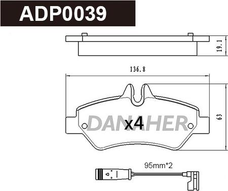 Danaher ADP0039 - Гальмівні колодки, дискові гальма autozip.com.ua