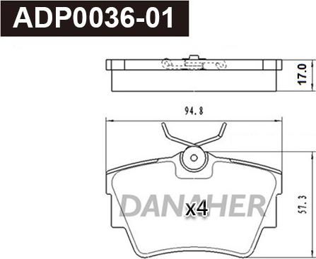 Danaher ADP0036-01 - Гальмівні колодки, дискові гальма autozip.com.ua