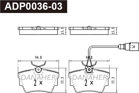 Danaher ADP0036-03 - Гальмівні колодки, дискові гальма autozip.com.ua