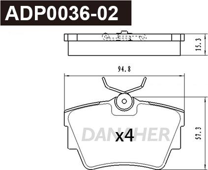 Danaher ADP0036-02 - Гальмівні колодки, дискові гальма autozip.com.ua