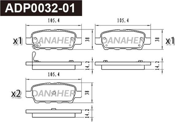 Danaher ADP0032-01 - Гальмівні колодки, дискові гальма autozip.com.ua