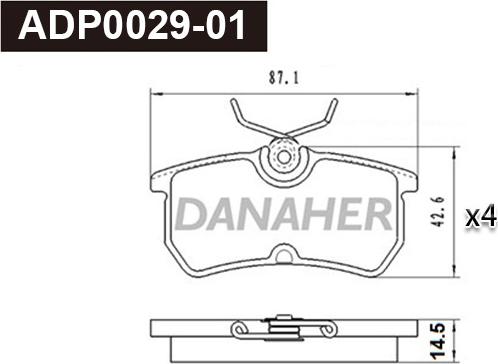 Danaher ADP0029-01 - Гальмівні колодки, дискові гальма autozip.com.ua