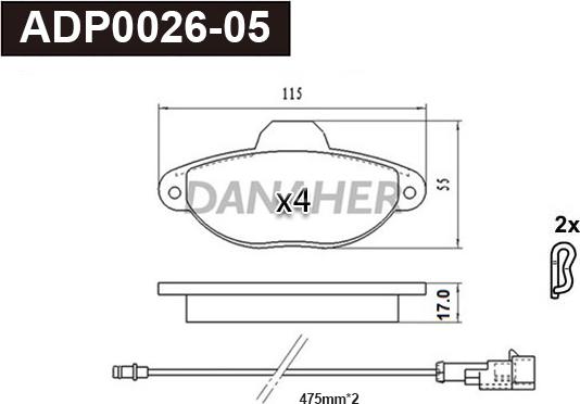 Danaher ADP0026-05 - Гальмівні колодки, дискові гальма autozip.com.ua
